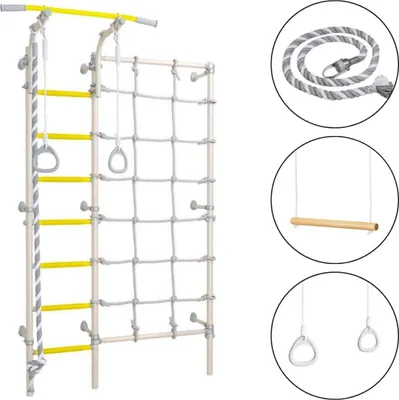 Produktbild von Sprossenwand kinderzimmer Next-3 silber - gelb | Kletterwand | Turngeräte |  Wandmontage
