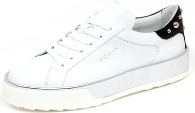 Produktbild von F4122 sneaker donna weiß/silber/schwarz HOGAN R320 scarpe borchie shoe woman