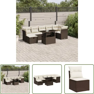 Produktbild von The Living Store 8-tlg. Garten-Sofagarnitur mit Kissen Braun Poly Rattan
