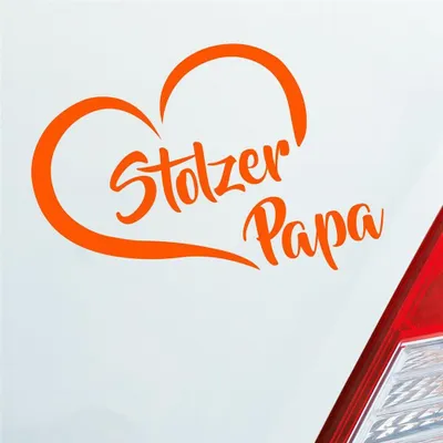 Produktbild von Auto Aufkleber Stolzer Papa Liebe Herz Vater Kind 13x10 cm Orange Sticker Heckscheibenaufkleber