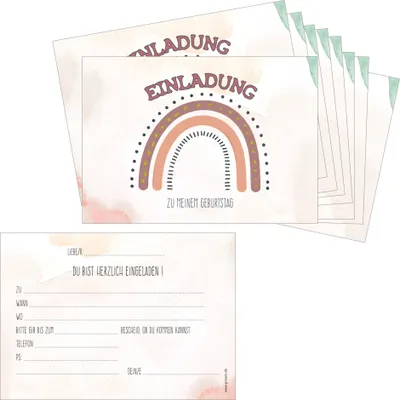 Produktbild von PRICARO Einladungskarten Kindergeburtstag, A6 "Regenbogen 1", 10 Stück