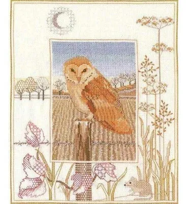 Kreuzstich-Bastelset, Britische Eule, 26,9x34,2 cm, Aida 14hpi