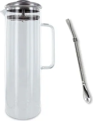 Image de Carafe à thé glacé 1,5 litre + paille en acier inoxydable avec filtre