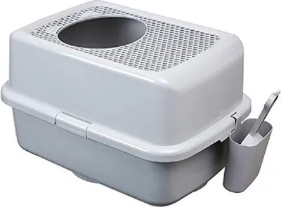 Produktbild von Wolfum Cat Cratre Box, Top -Eingangsgrill, automatische Deodorant großer Haustiermüll, Vorräte, Kastengehäuse (Farbe: reines Grau)