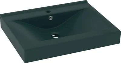Immagine prodotto di vidaXL Lavabo con foro per rubinetto verde scuro opaco 60x46 cm in Vetroceramica