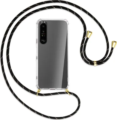 Produktbild von Handykette Backcover-Schutzhülle mit Band (Metall goldfarben) für Sony Xperia 1 III - schwarz/gold