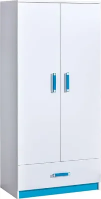 Produktbild von Kinderkleiderschrank, Farbe: Weiß / Blau - 189 x 90 x 50 cm (H x B x T)