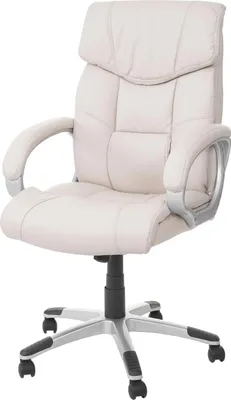 Image de Chaise de bureau HWC-A71, fauteuil de direction pivotant, similicuir ~ crème