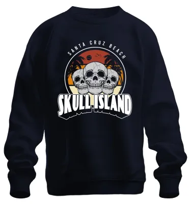 Obrázok produktu pre Totenkopf Skull Island Santa Cruz Strand Palmen Retro Vintage Uni mikina, námorná, S