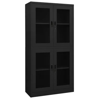 Obrázek produktu pro Kancelářská skříň antracitová 90x40x180 cm ocel a tvrzené sklo