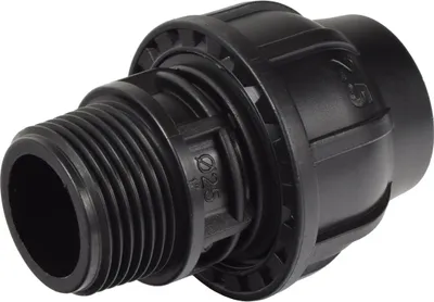 Produktbild von Agora-Tec®  PE-Fitting Kupplung 25 mm x 1 Zoll AG (33,3 mm) für PE-Rohr 25 mm SCHWARZ