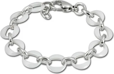 Produktbild von Amello Armband Edelstahl Keramik Ringe silber weiß Damen Schmuck ESAX02W
