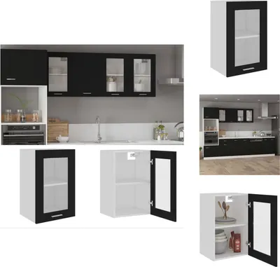 Image de vidaXL Armoire suspendue en verre noir 40x31x60 cm Bois composite - Armoires de cuisine