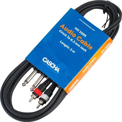 Produktbild von CASCHA Gitarrenkabel 6.3mm, Länge 6m, Instrumentenkabel, Klinke auf Winkelklinke, Electric Guitar Amp Cable, Schwarz