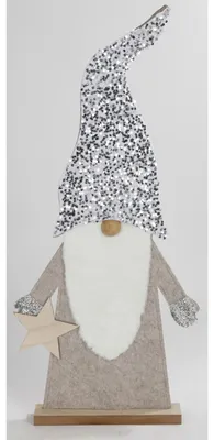 Image de Lutin de Noël en bois avec bonnet à paillettes 83cm Figurine Décoration