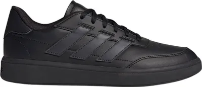 A black Adidas sneaker shown from the side against a white background.