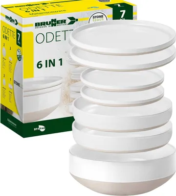 Produktbild von BRUNNER Camping Geschirr Set 4 Personen | Anti-Slip | 6in1 ODETTE, 7-tlg.