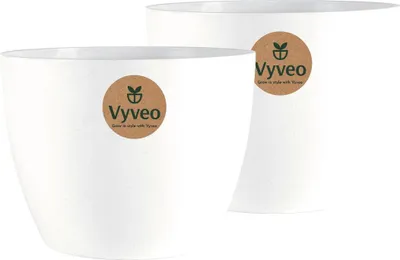 Immagine prodotto di Vyveo - Vaso da fiori Lunda - Set da 2 - Bianco - 20x15