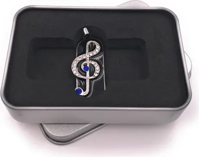 Produktbild von Onwomania Notenschlüssel Note Musik blauer Stein USB Stick in Alu Geschenkbox 64 GB USB 2.0