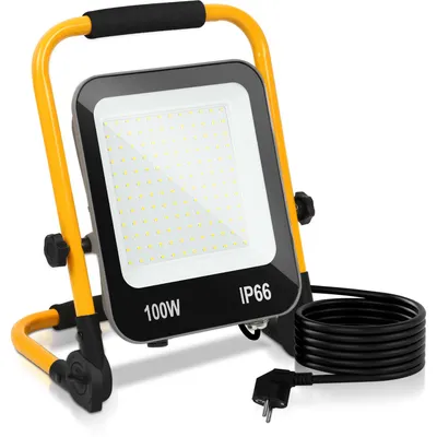 Obrázek produktu pro Ikodm, 5 kusů LED stavebních reflektorů se stativem, 6000K, 100W, pracovní světlo, nastavitelné, vhodné pro stavby, dílny, garáže a venkovní použití