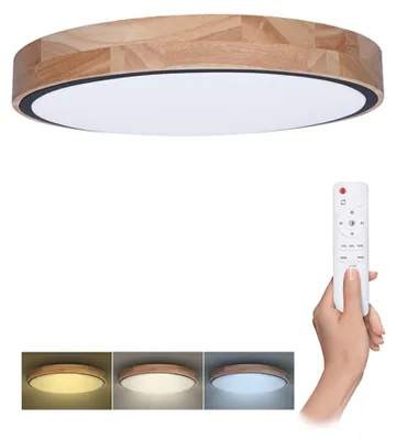 Obrázok produktu pre Solight Drevené LED stropné svietidlo okrúhle 400mm 24/48W CCT s DO WO8005