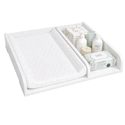 Produktbild von Wickelaufsatz Wickeltisch Kommode Weiß Matratze 50 cm mit Ablage 80x70 Universal für MALM HEMNES Baby Wickelkommode