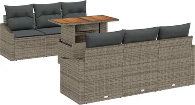 Produktbild von vidaXL Garten-Sofa-Set 7 stk. Grau Poly Rattan