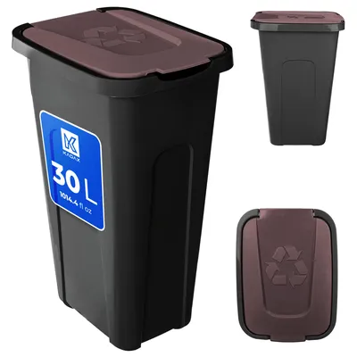 Produktbild von KADAX Abfallbehälter zur Trennung von 30 l Mülleimer mit Deckel Braun