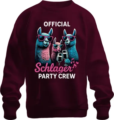 Obrázok produktu pre Schlager Party Crew Offiziell Alpaka Lama Prosecco Musik Fanclub Uni mikina, bordová, S