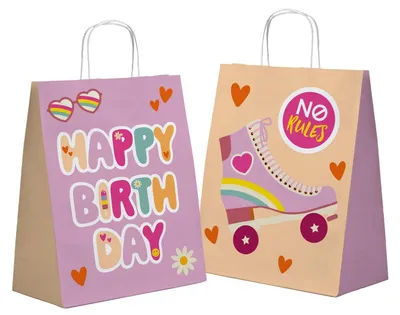 Productafbeelding van Geschenktassen Boho Girlz - 20 x 27 cm - 6 stuks - Feestdecoratie