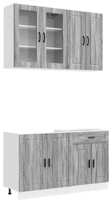 Immagine prodotto di vidaXL Modulo cucina PORTO, 4 pezzi, grigio Sonoma, materiale plastico simile al legno