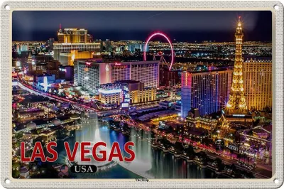 Produktbild von Blechschild Reise 30x20cm Las Vegas USA The Strip Casinos Hotel