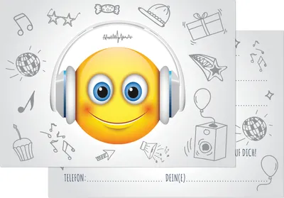 Produktbild von Friendly Fox Einladung DJ Smiley, 12 Einladungskarten Geburtstag Jungen Mädchen, Einladung Kindergeburtstag