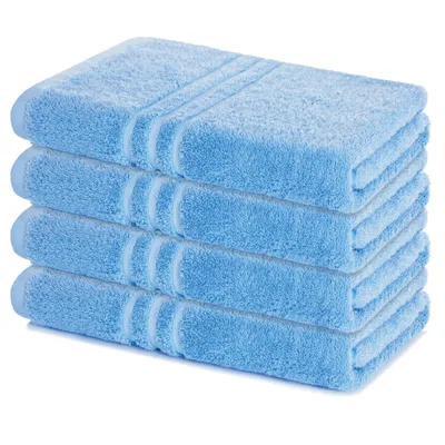 Produktbild von Lavea® 4er Set Duschtuch 70x140, 4 Stück, 100% Baumwolle Frottee, saugstark, weich und strapazierfähig, waschbar 60°C, trocknergeeignet, Handtuch, Handtücher, Duschtücher, Delphinblau