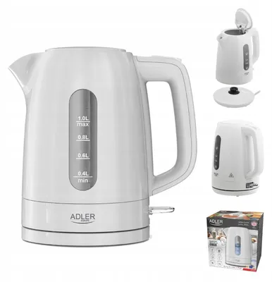 Zdjęcie produktu dla Adler AD 1380W, 1 l, 2220 W, Biały, Polipropylen (PP), Wskaźnik poziomu wody