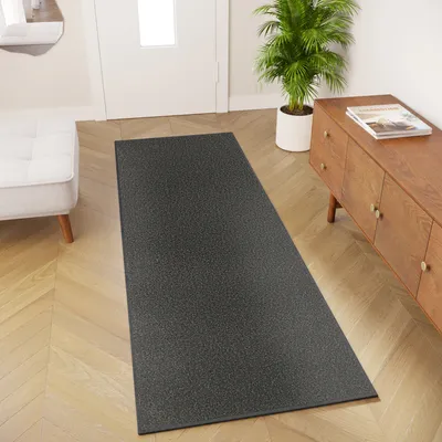 Produktbild von Läufer Kurzflor Indoor Outdoor Dunkelgrau Einfarbig Wohnzimmer Schlafzimmer Balkon Küche Modern 80 x 220