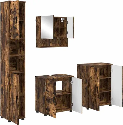 Productafbeelding van vidaXL Badkamerkastset, 4 stuks, gerookt eikenhout, 61 x 35 x 64 cm