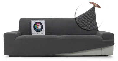 Imagen del producto de Funda elástica para sofá, para 3 plazas, de 180-230 cm, color gris oscuro, ideal para sofás