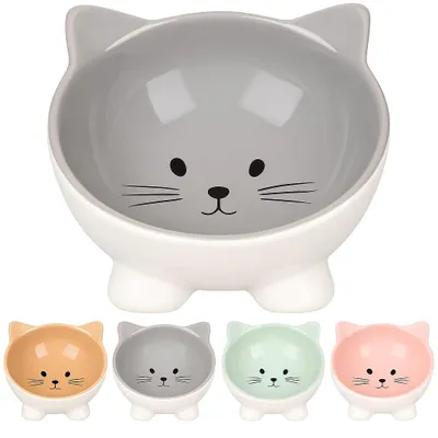 Produktbild von Katzennapf Keramik, 125 ml Ø13,8 cm, elegante Schale für Katzen, Grau