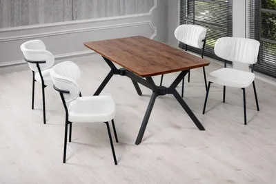 Obrázek produktu pro Stůl, 4 židle, jídelní set, moderní styl, barva hnědá, pohodlné, , komfortní