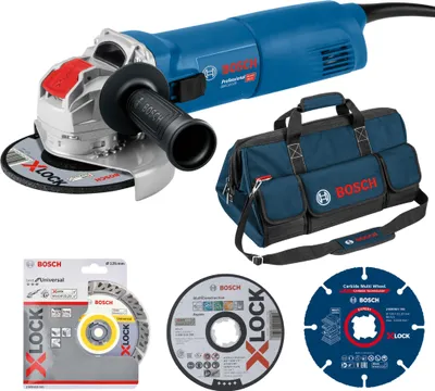 Produktbild von Bosch Winkelschleifer mit X-LOCK GWX 10-125 Professional inkl. Zubehör-Set 27tlg. + Tasche
