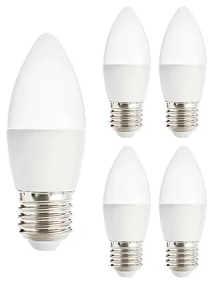 Productafbeelding van Kobi LED Kaarslamp C35 E27 Mat - 7W 600lm 3000K - Warmwit - Vervangt 53W - 5 stuks