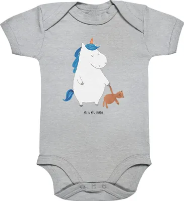 Produktbild von Mr. & Mrs. Panda overall baby Einhorn Teddy 12. - 18. Monat - Heather Grey - Geschenk, Babystrampler, Strampler, Gute Nacht, Bett, babykleidung body, Babybody, Unicorn
