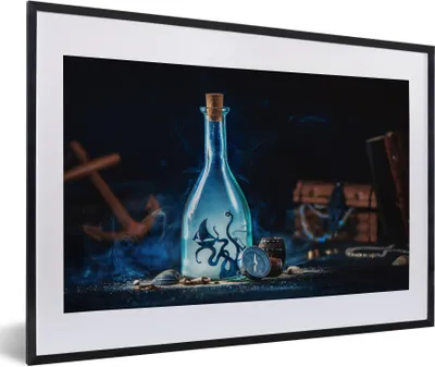 Produktbild von MuchoWow® MuchoWow® Gerahmtes Poster Märchenhafte Welt in einer Flasche 60x40 cm - Poster mit zchwarzem Bilderrahmen - Schlafzimmer - Plakat in Rahmen - Drucken