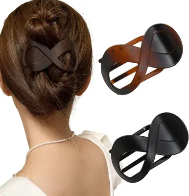 Imagen del producto de Juego de horquillas para el pelo, dos pinzas francesas de tamaño medio, en color  y carey, ideales para cabello grueso