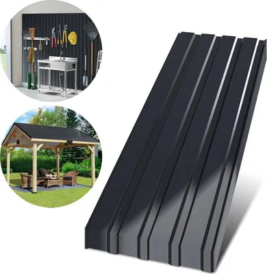 Obrázek produktu pro Jayseuw 24xtrapézový plech 115x45 cm=12 ㎡ Střešní plech pro přístřešek na auto antracitový profilovaný plech střešní plech vlnitý plech střešní panely stěnové plechy šedé barvy