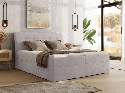 Produktbild von MKS MEBLE Boxspringbett DAGOS 140 x 200 cm mit Bettkasten & Stauraum, 7-Zonen Matratze H4 , Inkl. Topper T25, Hotel-Design, Doppelbett mit hohem Kopfteil - Schenille glatt