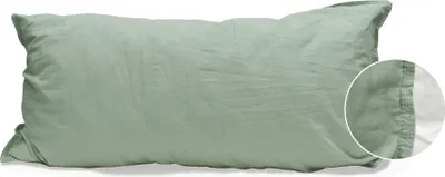 Produktbild von 2 Stück Hahn Renforce Kissenbezüge 40x80 cm stonewashed uni olive 123061-518