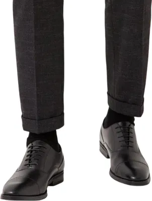 Produktbild von Burton London Herrenschuhe Elegante Lederschuhe mit Kappe Schwarz Größe 41