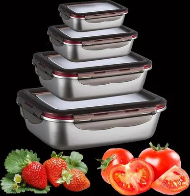 Produktbild von Luftdichte Brotbox mit 5 Behältern und 6 Deckeln, portioniert